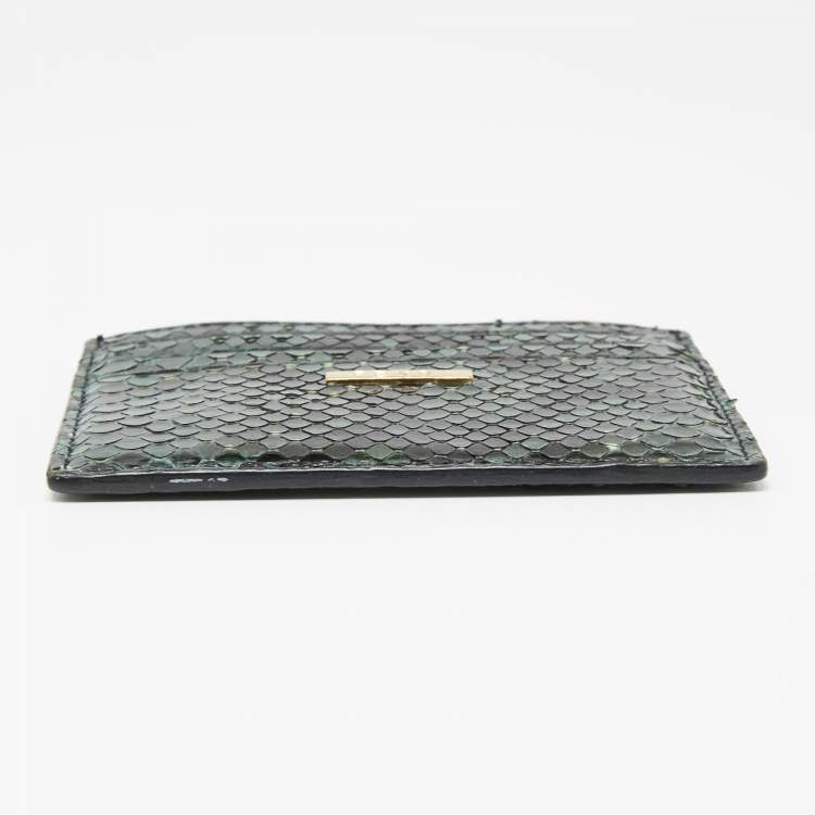 Pre Owned Fendi Green/Black Python Card Holder