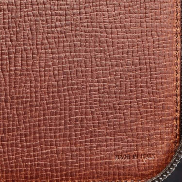 Pre Owned Fendi Tobacco Zucca Coated Canvas Zip Around Documents Holder