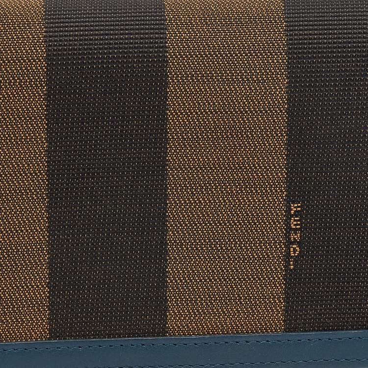 مملوكة مسبقًا Fendi Brown/Blue Pequin Stripe Canvas And Leather Flap Continental Wallet