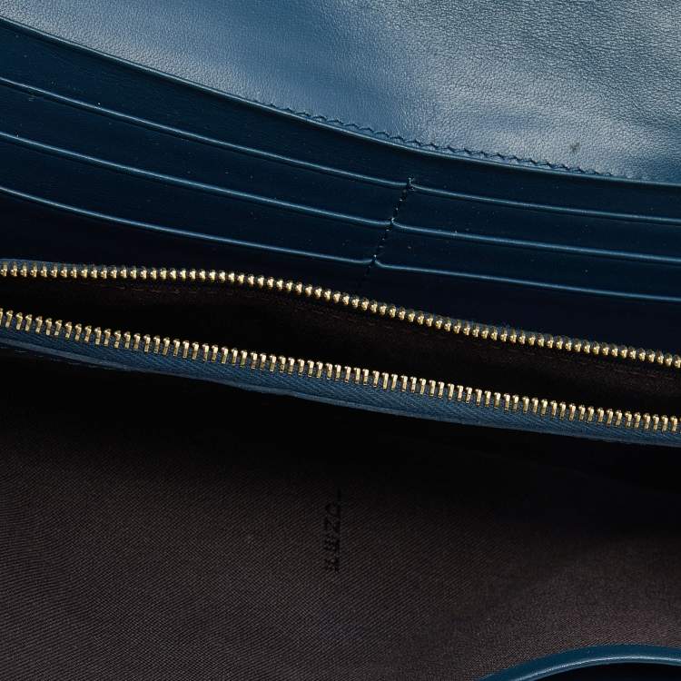 مملوكة مسبقًا Fendi Brown/Blue Pequin Stripe Canvas And Leather Flap Continental Wallet
