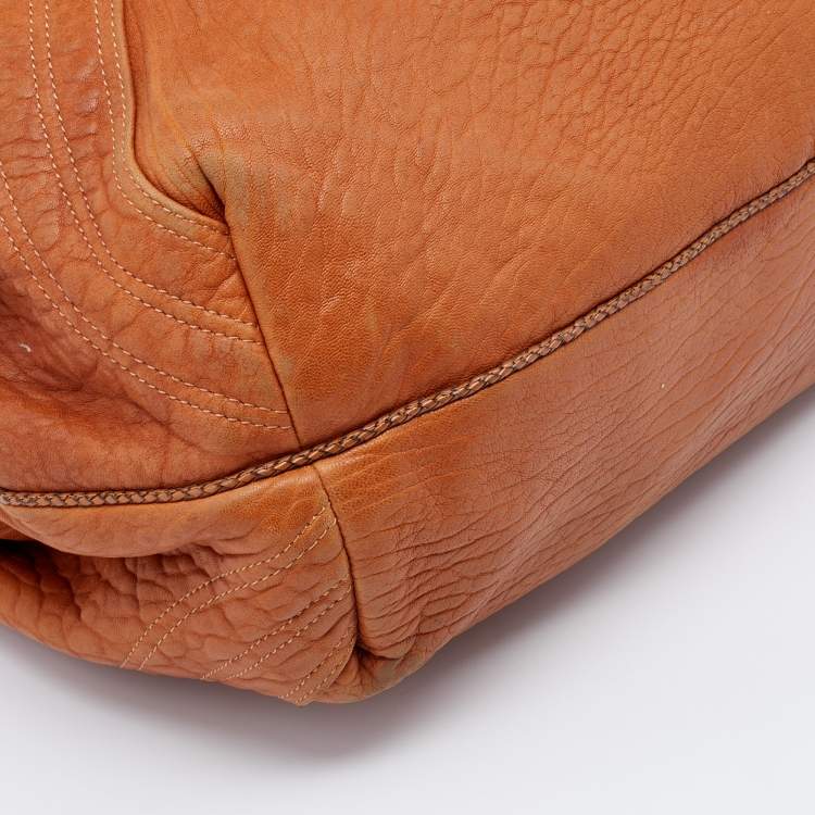 Pre Owned Fendi Tan Textured Leather Spy Bag