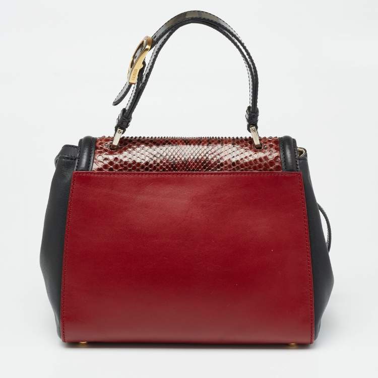 Pre Owned Fendi Multicolor Python And Leather Silvana Top Handle Bag