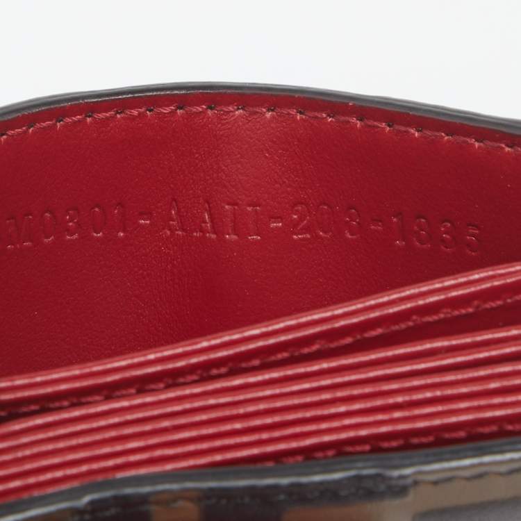 Pre Owned Fendi Tobacco/Red Zucca Leather Gusset Card Holder