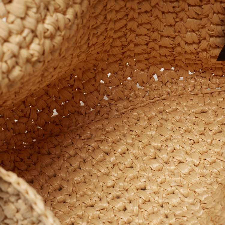 Pre Owned Fendi Beige/Brown Woven Wicker and Leather Small Croissant Hobo 
