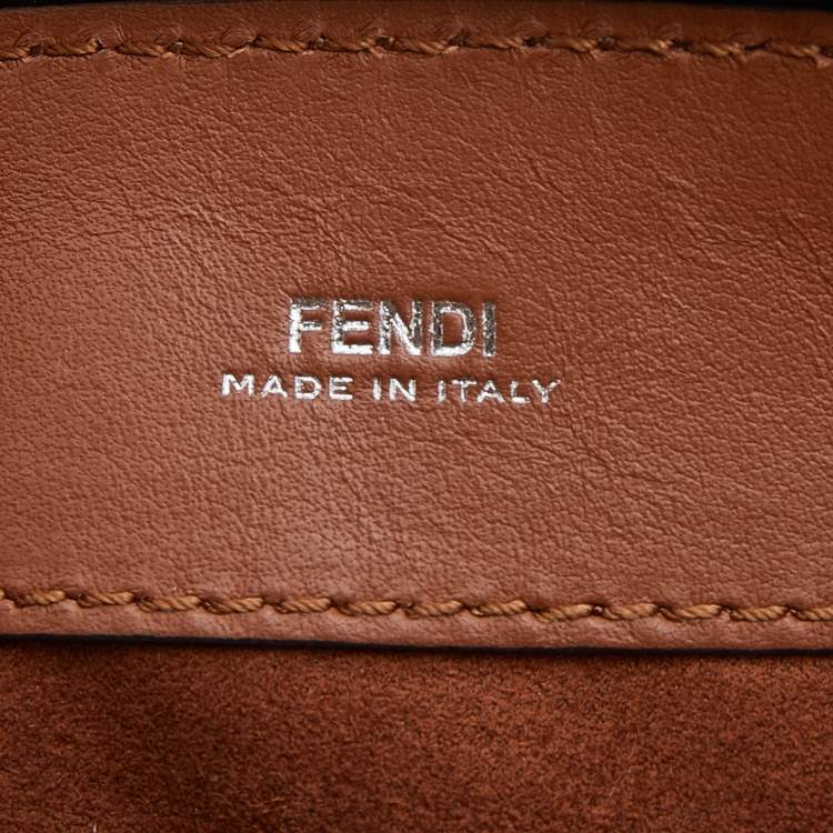 Pre Owned Fendi Brown Leather Dotcom Top Handle Bag