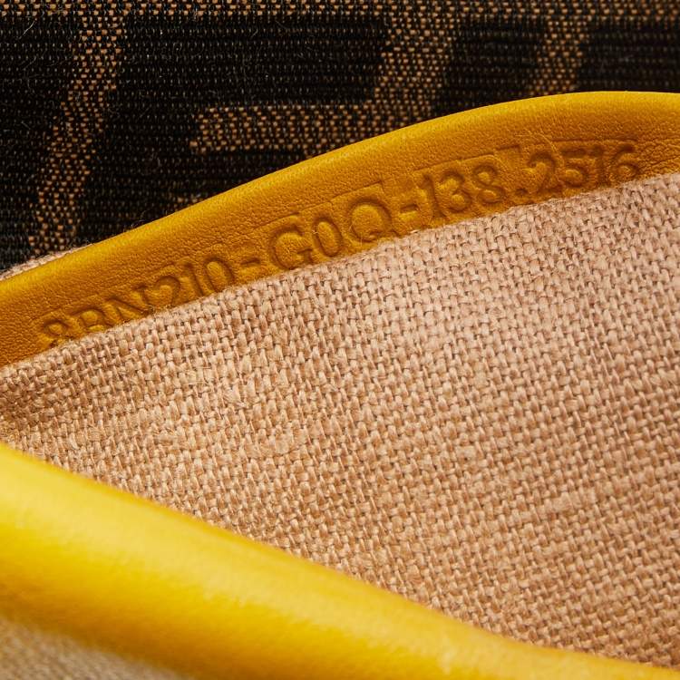 Pre Owned Fendi Yellow Leather Medium Peekaboo Top Handle Bag