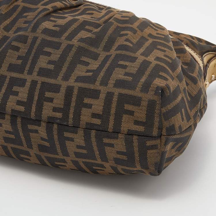Pre Owned Fendi Tobacco/Gold Zucca Canvas and Leather Chef Hobo