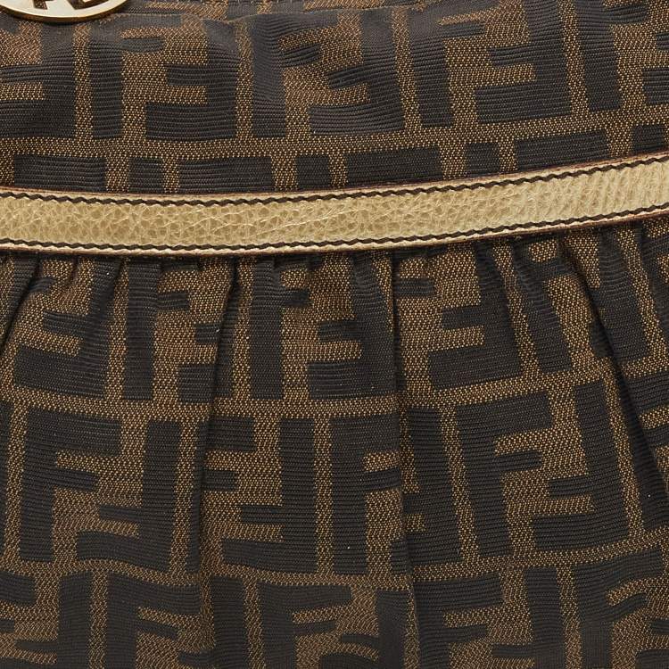 Pre Owned Fendi Tobacco/Gold Zucca Canvas and Leather Chef Hobo