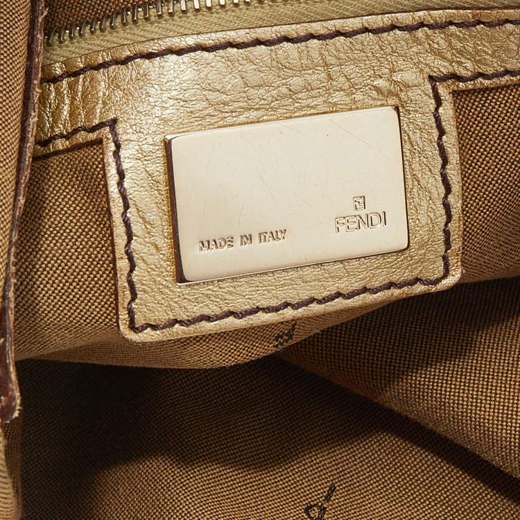 Pre Owned Fendi Tobacco/Gold Zucca Canvas and Leather Chef Hobo