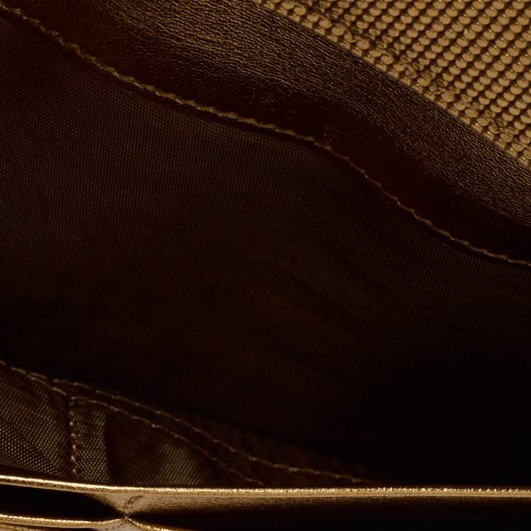 Pre Owned Fendi Metallic Bronze Leather Flap Continental Wallet
