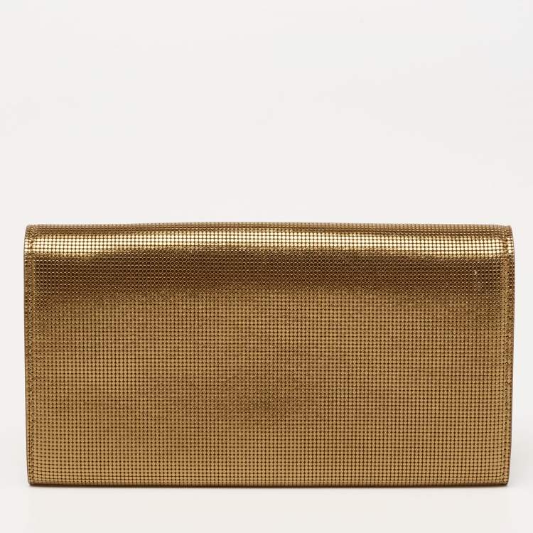 Pre Owned Fendi Metallic Bronze Leather Flap Continental Wallet