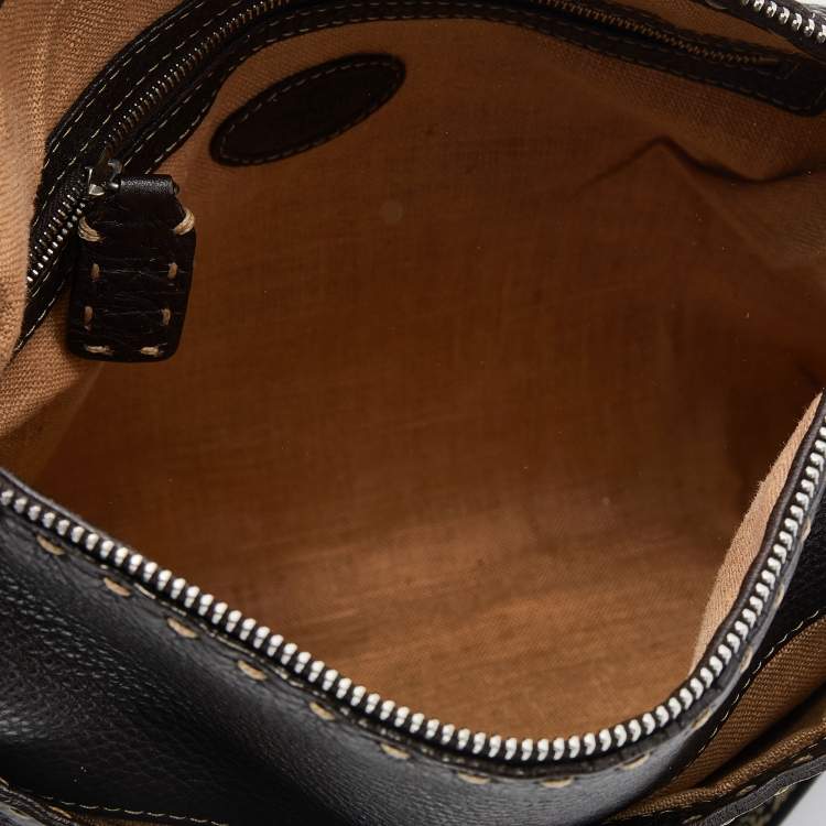 Pre Owned Fendi Dark Brown Selleria Leather Messenger Bag
