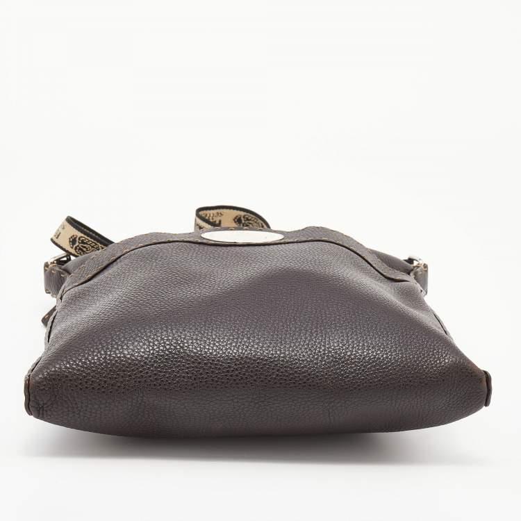 Pre Owned Fendi Dark Brown Selleria Leather Messenger Bag