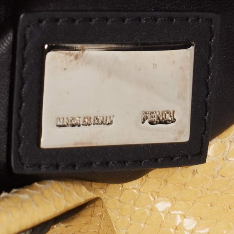 Pre Owned Fendi Cream/Black Python Medium Peekaboo Top Handle Bag
