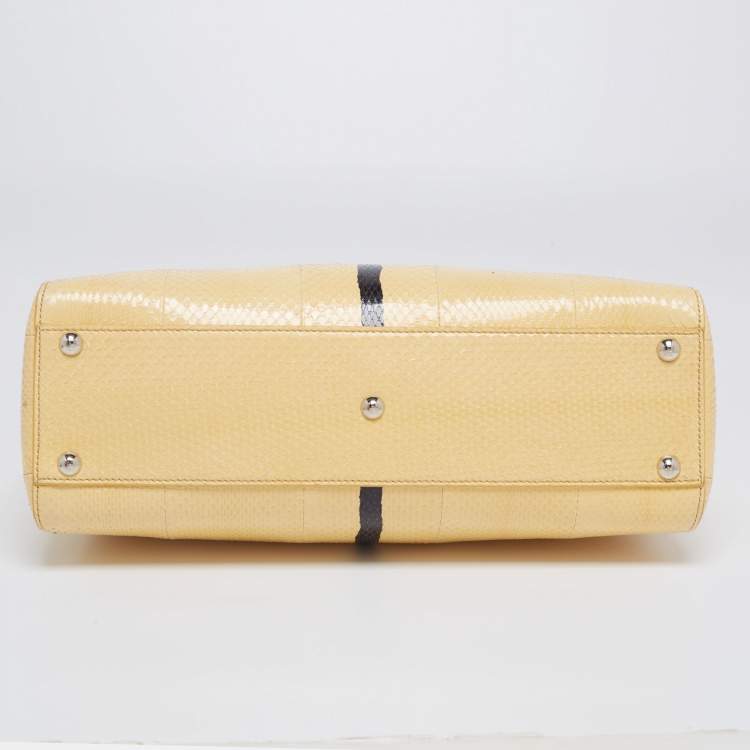 Pre Owned Fendi Cream/Black Python Medium Peekaboo Top Handle Bag