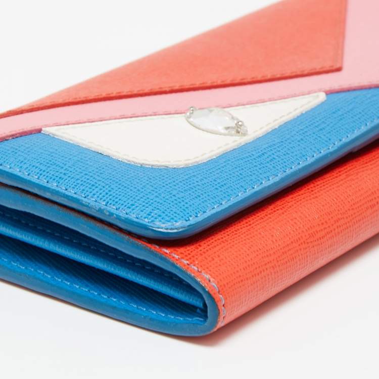 Pre Owned Fendi Multicolor Leather Monster Continental Wallet