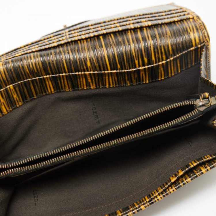 Pre Owned Fendi Tobacco Zucca Canvas and Textured Leather Chef Continental Wallet
