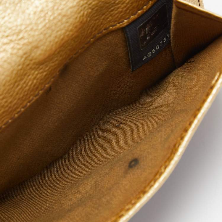 Pre Owned Fendi Tobacco/Gold Zucca Canvas and Leather French Compact Wallet