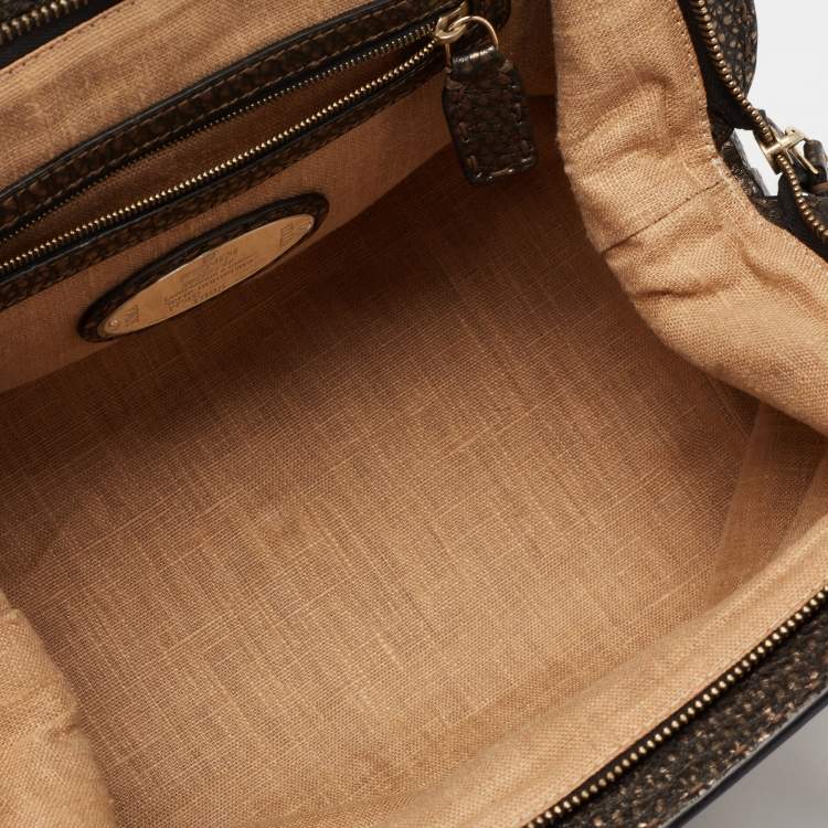 Pre Owned Fendi Black/Metallic Bronze Leather Selleria Satchel