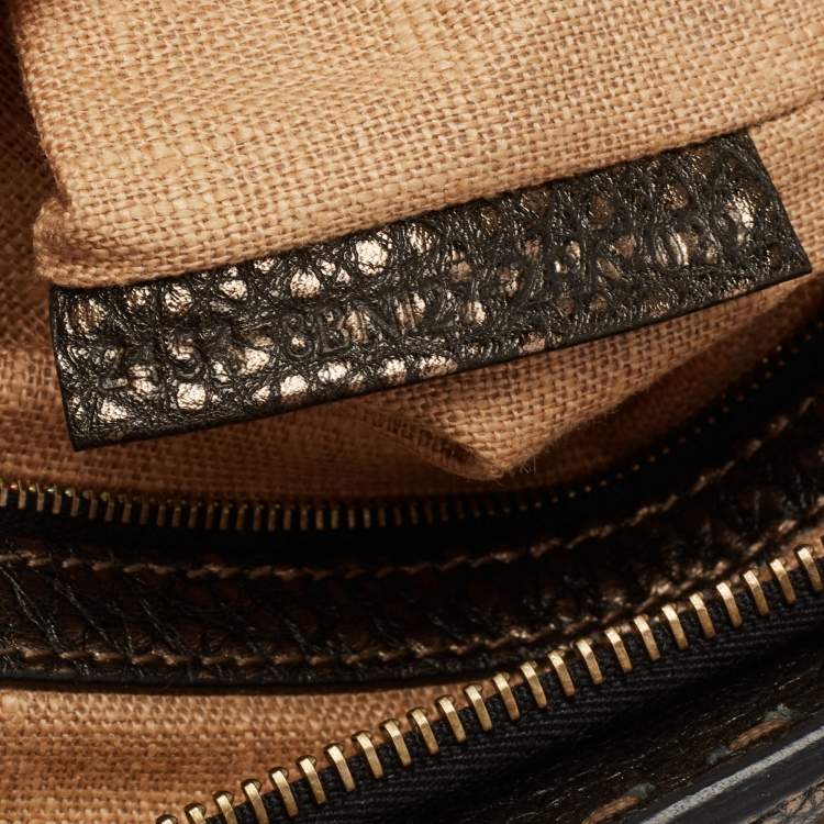 Pre Owned Fendi Black/Metallic Bronze Leather Selleria Satchel
