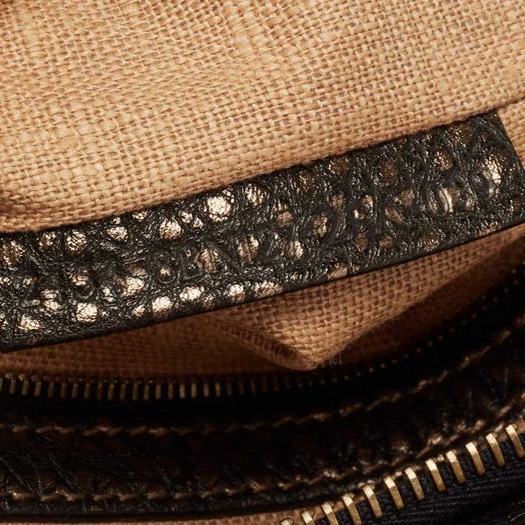 Pre Owned Fendi Black/Metallic Bronze Leather Selleria Satchel
