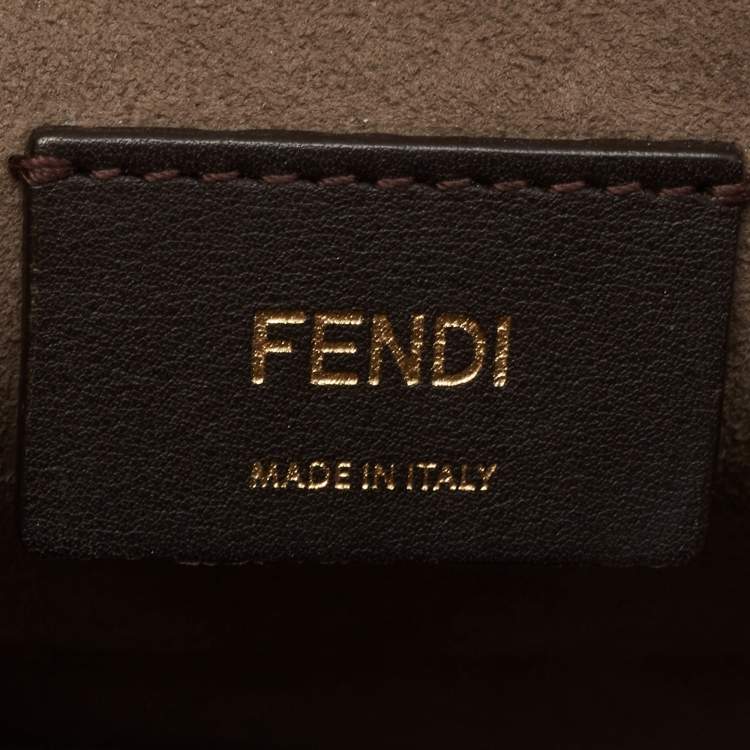 Pre Owned Fendi Black Studded Leather Kan I F Top Handle Bag
