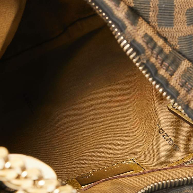 Pre Owned Fendi Tobacco Zucca Canvas and Leather Chef Chain Link Hobo