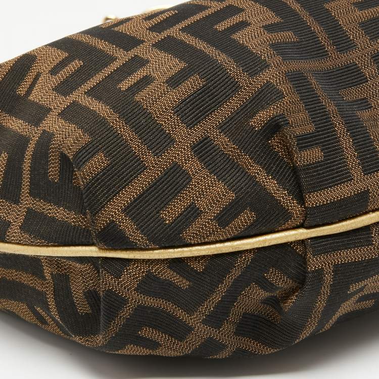 Pre Owned Fendi Tobacco Zucca Canvas and Leather Chef Chain Link Hobo