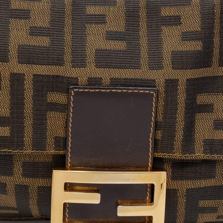 Pre Owned Fendi Tobacco Zucca Canvas and Leather Baguette Bag