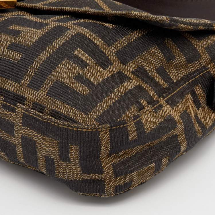 Pre Owned Fendi Tobacco Zucca Canvas and Leather Baguette Bag