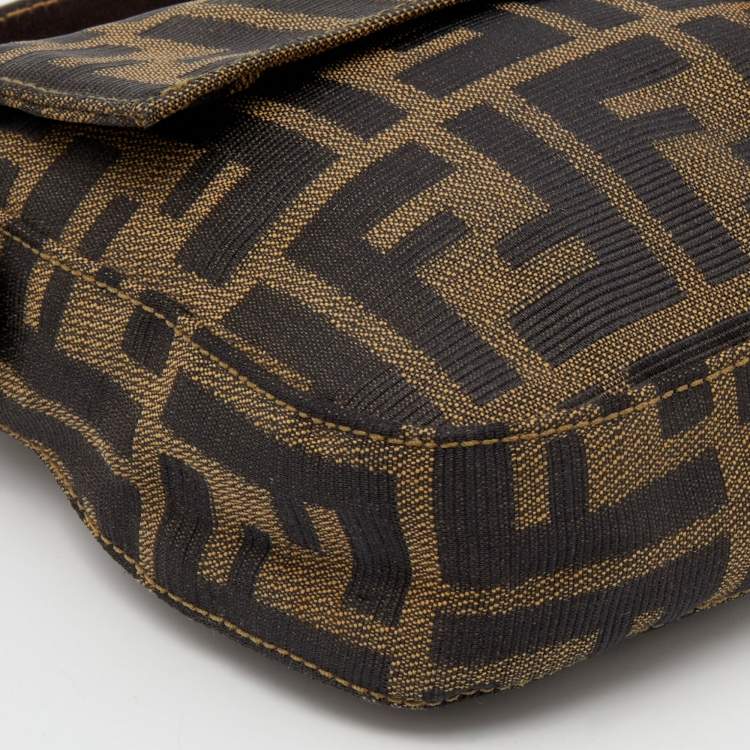 Pre Owned Fendi Tobacco Zucca Canvas and Leather Baguette Bag