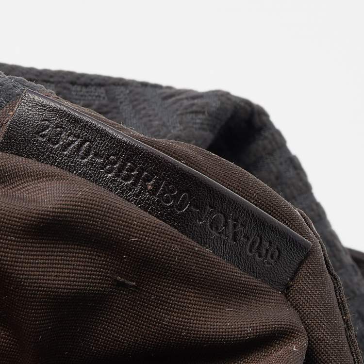Pre Owned Fendi Dark Grey/Brown Zucchino Canvas and Suede Baguette Bag