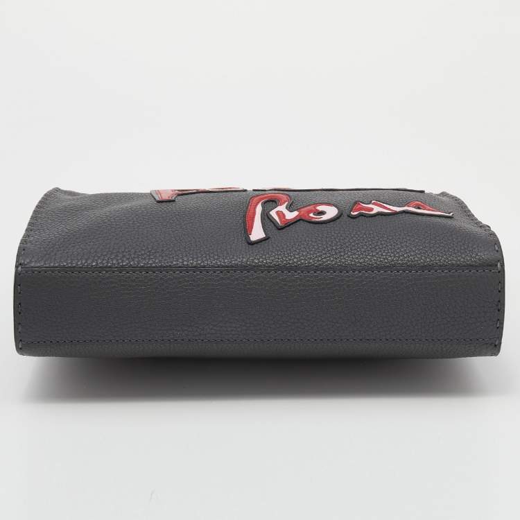 Pre Owned Fendi Grey Leather Mini Peekaboo Fit Bag