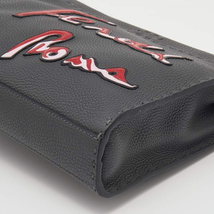 Pre Owned Fendi Grey Leather Mini Peekaboo Fit Bag