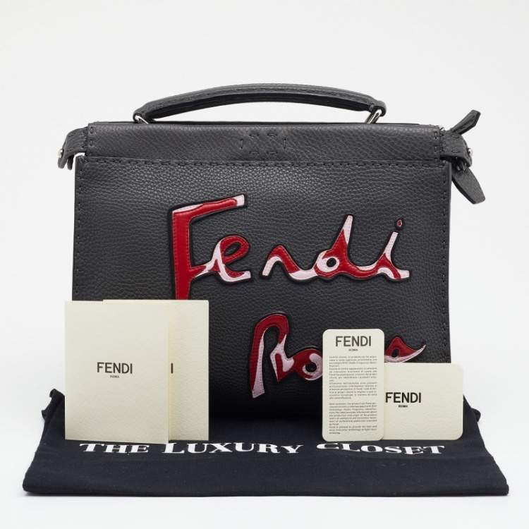 Pre Owned Fendi Grey Leather Mini Peekaboo Fit Bag