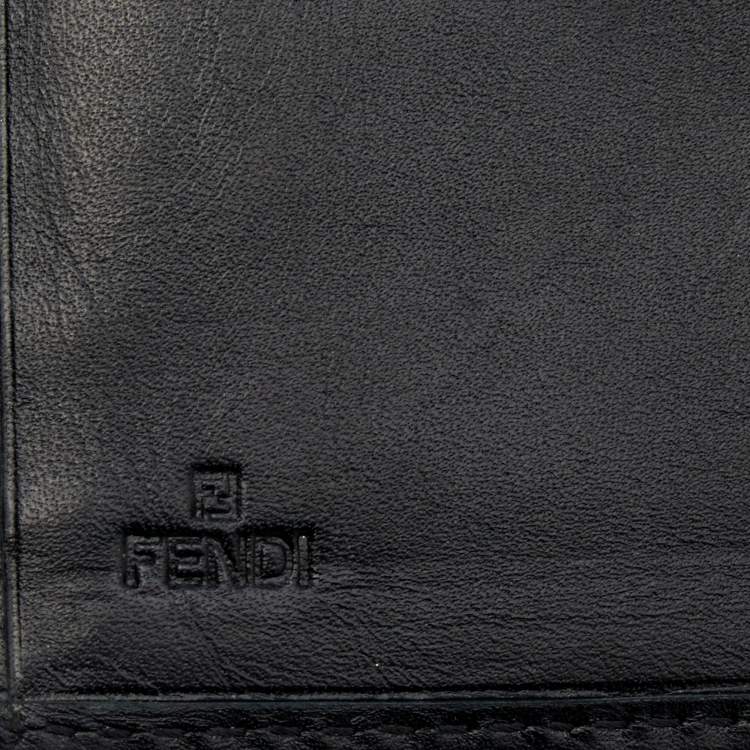 مملوكة مسبقًا Fendi Black Zucchino Canvas and Leather Continental Wallet