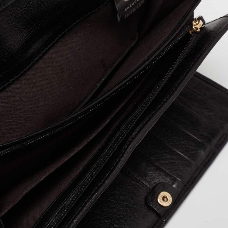 Pre Owned Fendi Black Zucca Canvas and Leather FF Flap Continental Wallet