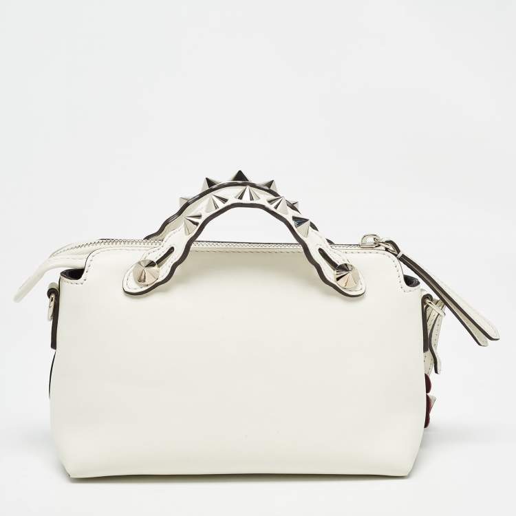 Pre Owned Fendi Off White Leather Mini By The Way Flowerland Crossbody Bag