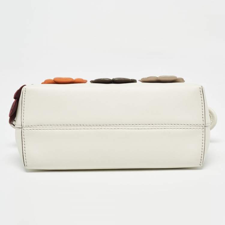 Pre Owned Fendi Off White Leather Mini By The Way Flowerland Crossbody Bag