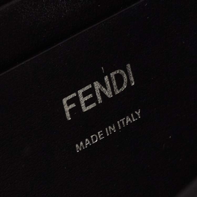 Pre Owned Fendi Black Leather and Zucca PVC Mini Baguette Bag