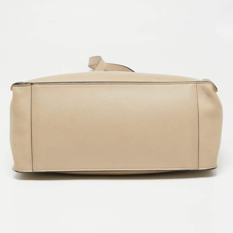 Pre Owned Fendi Beige/Black Leather And Fabric Grace Shoulder Bag