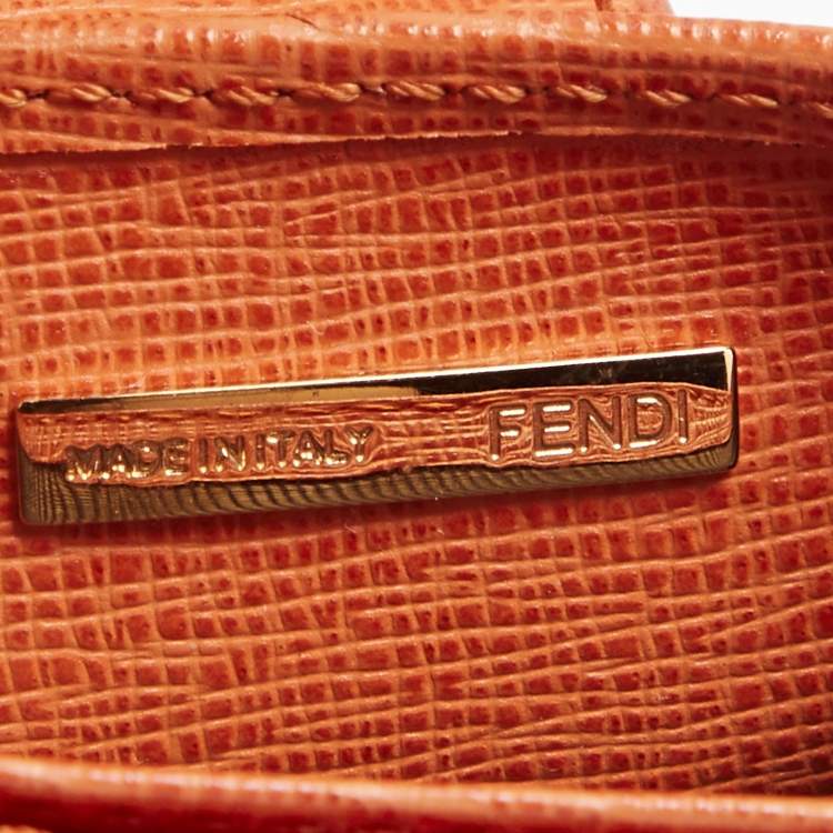 Pre Owned Fendi Orange Leather Vitello Elite Gusseted Card Holder