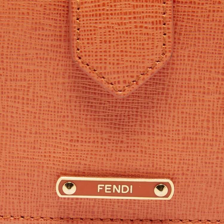 Pre Owned Fendi Orange Leather Vitello Elite Gusseted Card Holder