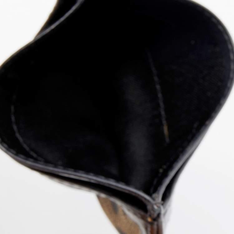 Pre Owned Fendi Tobacco/Black Zucca Canvas and Leather Card Holder