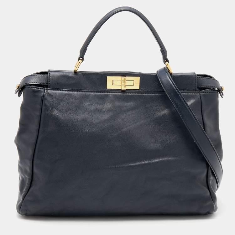 Fendi Black Leather Large Peekaboo Top Handle Bag Fendi | The Luxury Closet