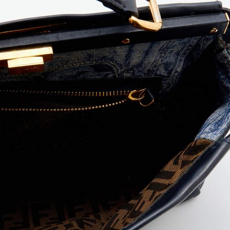 Pre Owned Fendi Black Leather Large Peekaboo Top Handle Bag