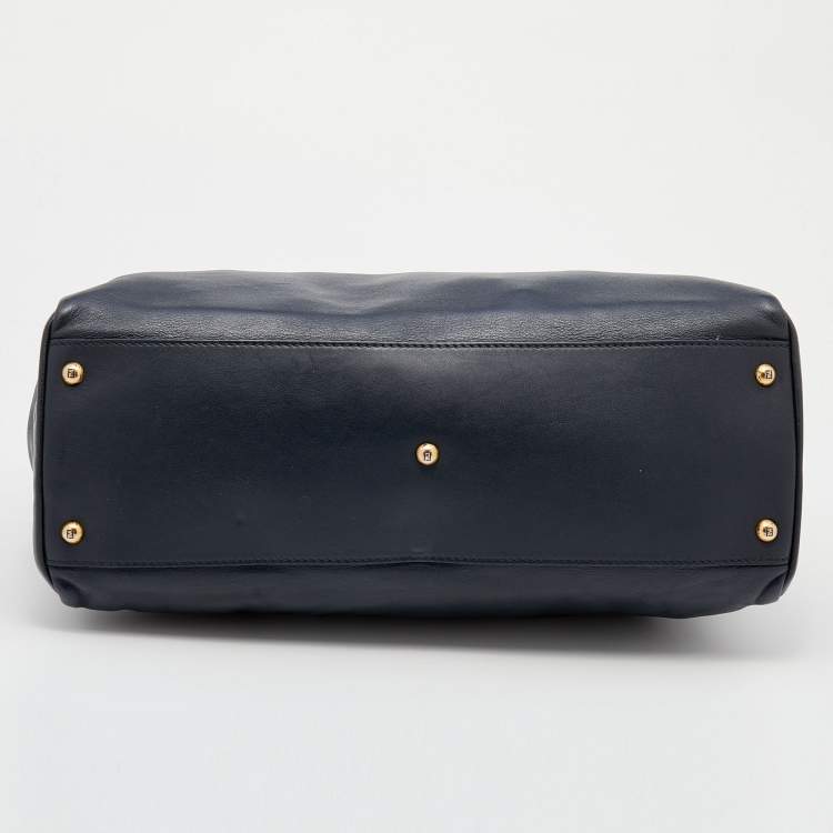 Pre Owned Fendi Black Leather Large Peekaboo Top Handle Bag