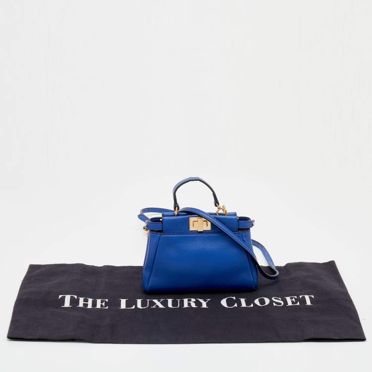 مملوكة مسبقًا Fendi Blue Leather Micro Peekaboo Top Handle Bag