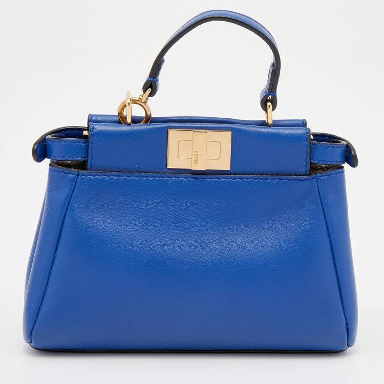 مملوكة مسبقًا Fendi Blue Leather Micro Peekaboo Top Handle Bag