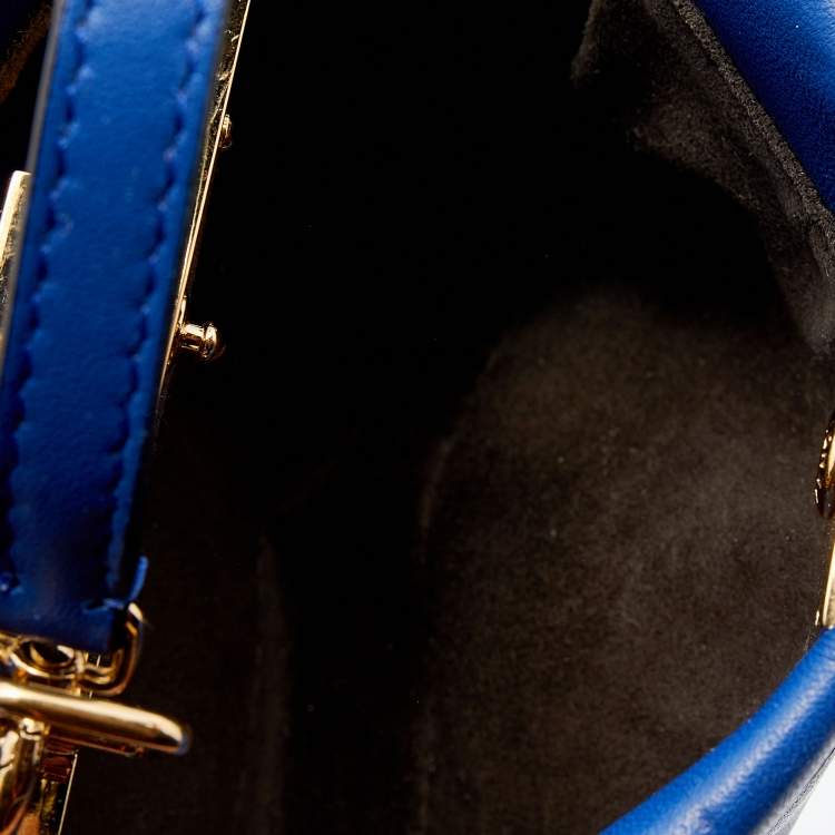 مملوكة مسبقًا Fendi Blue Leather Micro Peekaboo Top Handle Bag